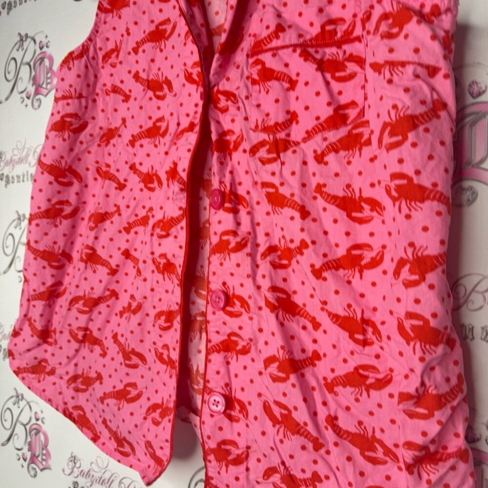 Alexandra bartlett tank top button up lobster 🦞 Pink and Red Sleeveless Shirt - Picture 3 of 9